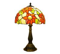 CXYWBD 18.9-Inch Multicolor Flower Style Table Lamp Stained Glass Shade Bedroom Home Office Decor with Suitable for bedrooms, Living Rooms, Offices, Book(Sunflower)