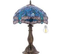 CXYWBD 18 Inch Stained Glass Dragonfly Style Table Lamp, Desk Reading Light Decorating Bedroom Room Home Office Suitable for bedrooms, Living Rooms, Offices, Book