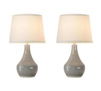 CXYWBD 19.4-Inch Table Lamp 2-Pack, Ceramic Body, Linen Shade, Rocker Switch, Bedroom and Room Suitable for bedrooms, Living Rooms, Offices, Book(Grey)