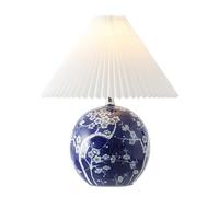 CXYWBD 19.5" Classic Ceramic Globe LED Table Lamp with Pleated Shade Bedroom, Room, Kitchen, Home, Navy Blue/White Suitable for bedrooms, Living Rooms, Offices, Book
