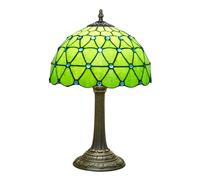 CXYWBD 19 Inch Vintage Lamp with Green Glass Shade and Blue Beads Decoration Nightstand Desk Room Side Table Suitable for bedrooms, Living Rooms, Offices, Book