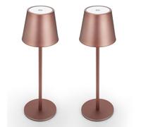 CXYWBD 2 Pack LED Cordless Table Rechargeable Battery, Stepless Dimming, Metal Portable Lamp Camping, Restaurant Suitable for bedrooms, Living Rooms, Offices, Book(Brown)