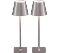 CXYWBD 2-Pack Table Lamp, Portable Battery Powered, 3-Color Stepless Dimming, Restaurant/Bedroom/Bar/Outdoor Suitable for bedrooms, Living Rooms, Offices, Book(Electroplated Brushed Nickel-2)