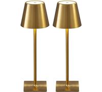 CXYWBD 2-Pack Table Lamp, Portable Battery Powered, 3-Color Stepless Dimming, Restaurant/Bedroom/Bar/Outdoor Suitable for bedrooms, Living Rooms, Offices, Book(Electroplated Gold-2)