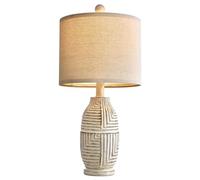 CXYWBD 20.25" Farmhouse Resin Table with Fabric Lampshade Bedroom Room Bedside Lamp Home Office Desk Decor Beige Suitable for bedrooms, Living Rooms, Offices, Book(Beige)