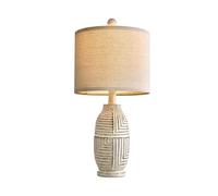 CXYWBD 20.25 Inch Farmhouse Single Layer Resin Vintage Country Style Small Lamp Bedside Home Desk Decor, Beige Suitable for bedrooms, Living Rooms, Offices, Book