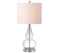 CXYWBD 20.5 Inch Glass Table Lamp with Linen Shade Office, Dining Room, Bedroom, Decorative Suitable for bedrooms, Living Rooms, Offices, Book(Clear)
