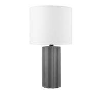 CXYWBD 20-Inch Ceramic Table Lamp with Ribbed Finish, White Linen Shade, Socket Room, Bedroom, Office Suitable for bedrooms, Living Rooms, Offices, Book(Dark Grey)