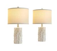 CXYWBD 21-Inch Ceramic Table Lamp, Color Temperature, Bedroom, Room, Including 2, White+Tree Trunk, 2-Pack Suitable for bedrooms, Living Rooms, Offices, Book