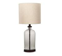 CXYWBD 22.5 Inch Farmhouse Seed Glass Table Lamp with Beige Fabric Shade Bedroom Bedside Room in Antique Bronze Suitable for bedrooms, Living Rooms, Offices, Book