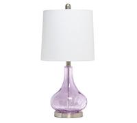 CXYWBD 23.25 Inch Colored Dimpled Glass Lamp with White Fabric Shade Bedroom Room Side Table Nightstand Suitable for bedrooms, Living Rooms, Offices, Book(Purple)