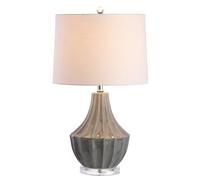 CXYWBD 24.5-Inch Ceramic Table Lamp with Cotton Lampshade Bedroom, Room and Office Suitable for bedrooms, Living Rooms, Offices, Book(Gray)