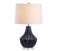 CXYWBD 24.5-Inch Ceramic Table Lamp with Cotton Lampshade Bedroom, Room and Office Suitable for bedrooms, Living Rooms, Offices, Book(Navy)
