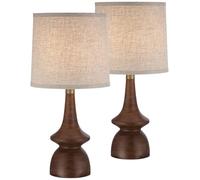 CXYWBD 24" Brown Table Lamp with Off-White Linen Lampshade, Bedroom, Room, Bedside and Office Suitable for bedrooms, Living Rooms, Offices, Book(Two Set)