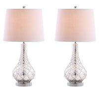 CXYWBD 25.5-Inch Glass Table 2-Pack, Cotton Lampshade, Bedroom, Room, Office, Bookcase Lamp Suitable for bedrooms, Living Rooms, Offices, Book