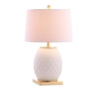 CXYWBD 25.5" Transitional Glass/Metal Table Lamp with Linen Shade Included Bedroom, Room, Or Office Suitable for bedrooms, Living Rooms, Offices, Book(White/Gold)