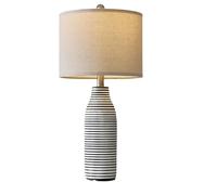 CXYWBD 25 Inch Table Lamp, Ceramic Base Linen Shade, with Switch, Bedroom Bedside, Room Suitable for bedrooms, Living Rooms, Offices, Book(Black and White-1 Pack)