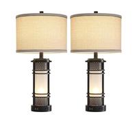 CXYWBD 25" Table Lamp 2-Pack with Dual USB Ports, Included, White Frosted Glass, Bedroom, Room Suitable for bedrooms, Living Rooms, Offices, Book
