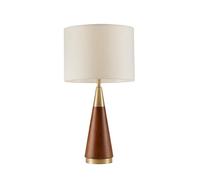 CXYWBD 26" Minimalist Metal Wood Table Lamp with Linen Shade Bedroom Bedside Room Decoration, Gold/Brown Suitable for bedrooms, Living Rooms, Offices, Book