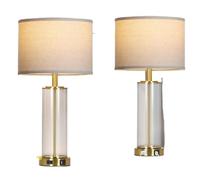 CXYWBD 26" Touch Control Glass Lamp 2-Pack, 3-Way Dimmable, with USB C+A Ports and AC Outlet Nightstand Side Table Suitable for bedrooms, Living Rooms, Offices, Book(Gold)
