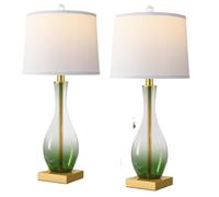 CXYWBD 27" Touch Control Glass Table Lamp 2-Pack, 3-Way Dimmable with Dual Charging Ports Nightstand Decor, Included Suitable for bedrooms, Living Rooms, Offices, Book(Green)