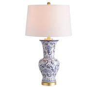 CXYWBD 28.5" Chinese LED Table Lamp, Classic Country Style, Bedroom Room Office, Light Included, Blue/White Suitable for bedrooms, Living Rooms, Offices, Book