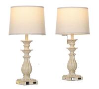 CXYWBD 28.5" Touch Table Lamp 2-Pack, 3-Way Dimmable, with USB C+A Ports and AC Outlet, Linen Lampshade, Room Bedroom Suitable for bedrooms, Living Rooms, Offices, Book(Beige)