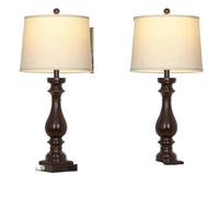 CXYWBD 3-Way Dimmable Touch Lamp with USB C+A Ports AC Outlet Room Bedroom Side Table, Dark Brown 2 Pack Suitable for bedrooms, Living Rooms, Offices, Book