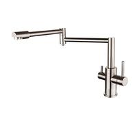 CXYWBD 3 Way Kitchen Faucet Stainless Steel Rotating Hot and Cold Water Purified Water Multi-Function Kitchen Sink Faucet Brushed-Low(Low)