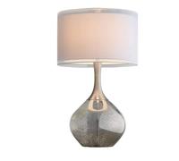 CXYWBD 30.5 Inch Mercury Glass Table Lamp with Fabric Shade Bedroom Room Nightstand Home Office Decor, Silver Suitable for bedrooms, Living Rooms, Offices, Book(Single)