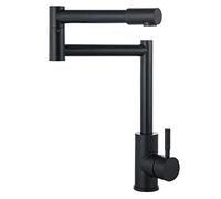 CXYWBD 304 Stainless Steel Pot Filler Faucet with Double Joint Swing Arm Commercial Grade Kitchen Mixer Tap for Hot and Cold Water Single Handle Black Finish