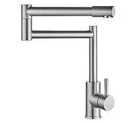 CXYWBD 304 Stainless Steel Pot Filler Faucet with Double Joint Swing Arm Commercial Kitchen Mixer Tap Hot and Cold Water Single Handle Brushed Nickel Finish