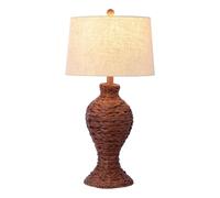 CXYWBD 31" Water Hyacinth Woven Table Lamp, Beige Drum Shade, Bedroom, Room, Office Decoration Suitable for bedrooms, Living Rooms, Offices, Book(Dark Brown)
