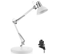 CXYWBD Adjustable Gooseneck Metal Table Swing Arm Desk Lamp with On/Off Switch, Clip, Bedroom, Study and Office Suitable for bedrooms, Living Rooms, Offices, Book(White)