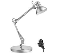 CXYWBD Adjustable Gooseneck Metal Table Swing Arm Desk Lamp with On/Off Switch, Clip, Bedroom, Study and Office Suitable for bedrooms, Living Rooms, Offices, Book(Silver)
