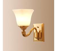 CXYWBD American Style All Copper Mount Light Fixtures Indoor Decorate White Flower Shape Glass Lamp Shade Wall Sconces E26/E27 Bedroom Bedside Living Room,A