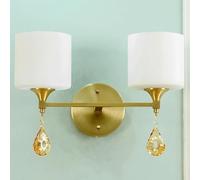 CXYWBD American Vintage Brass Lamps with E26/E27 Base Glass Lamp Body Sconces Personality Bedroom Bedside Light for Background Wall Stairs Corridor,One Color-44 * 33cm