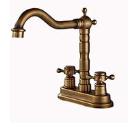 CXYWBD Antique Brass Kitchen Faucet with Dual Cross Handles Swivel Spout Mixer Tap