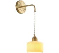 CXYWBD Antique Cream Style Striped Cylinder Ceramic Sconces E27 Base Single Head All Copper Lamp For Bedroom Study Living Room Wall Lights Aisle Bedside Decor Lighting Fixtu