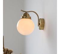 CXYWBD Antique Gold Metal Lamp in Brushed Brass Finish Cream Glass E27 Mid Century Hardwired Globe Wall Light Fixture for Bedroom Bedside Living Room,Pink Shade