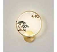 CXYWBD Apliques Murales, luz Estilo LED Brass Cepilled Circular Luces del Dormitorio Lámparas Sala Estar Iluminación Pared 4000k H10.64 Pulgadas decoración de la Noche L