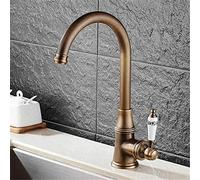 CXYWBD Art Blue and White Porcelain Handle Cold and Hot Water Mixer Kitchen Faucet Bathroom Sink Tap Rotating Silver Ancient Black Ceramic Single Handle Single Connection,to Fake Somethin Thriving