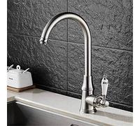 CXYWBD Art Blue and White Porcelain Handle Cold and Hot Water Mixer Kitchen Faucet Bathroom Sink Tap Rotating Silver Ancient Black Ceramic Single Handle Single Connection,Silver Thriving