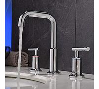 CXYWBD Basin Taps Basin Mixer Taps Bathroom Sink Taps Basin Faucets Brass Sink Faucet Bathroom Sink Faucet Widespead Three Holes Deck Mounted Toilet Mixer Hot/Cold Water Tap (Color : Rose Gold) Good