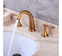 CXYWBD Bathroom Faucet Brass Bathroom Sink Faucet 2 Handles Basin Mixer Tap 3 Holes Lavatory Faucet Hot and Cold Water Bathroom Vessel Sink Faucet,Antique Economic Thriving