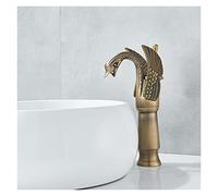 CXYWBD Bathroom Faucet Golden Classic Bathroom Basin Faucet High Short Optional Bird Shape Bubbler Gentle Effluent Hot and Cold Water Mixer Taps Drain Assembly (Color : Chrome Short)