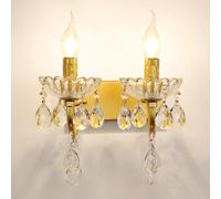 CXYWBD Bathroom Lamp Light for BedsideModern Vintage Crystal Wall SconceBedroom Living Study Dining Room Stairs Porch Hall Restaurant,Gold-2-lights