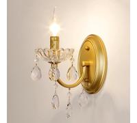 CXYWBD Bathroom Lamp Light for BedsideModern Vintage Crystal Wall SconceBedroom Living Study Dining Room Stairs Porch Hall Restaurant,Gold-1-light
