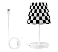 CXYWBD Black and White Checkered LED with USB Port, 3 Color Temperatures, Bedroom Table Lamp Nightstand Suitable for bedrooms, Living Rooms, Offices, Book(Small)