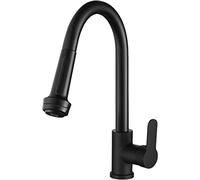 CXYWBD Black Kitchen Faucet with Pull Down Sprayer Brass Multifunction Sink Tap Single Cold Water Deck Mounted Commercial Style